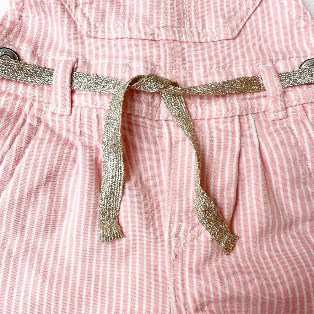 OshKosh Baby B'Gosh Pink Striped Overalls sz 9M